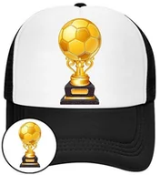 Czapki i chusty sportowe męskie - Czapka z Daszkiem Piłka Nożna Czarna z Nadrukiem Siatka Bejsbolówka - miniaturka - grafika 1