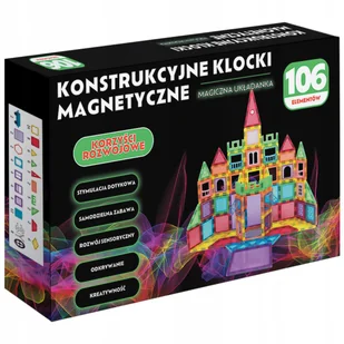 Klocki Magnetyczne Konstrukcyjne Edukacyjne Duże Kafelki Układanka 106 elem - Układanki dla dzieci - miniaturka - grafika 1