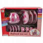 Zabawy w naśladowanie dorosłych - METALOWE NACZYNIA SERWIS DO HERBATY ZESTAW KUCHENNY TALERZYKI FILIŻANKI - miniaturka - grafika 1