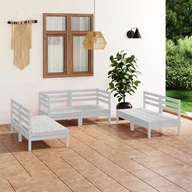 Meble ogrodowe - vidaXL 6-cz zestaw wypoczynkowy do ogrodu biały drewno sosnowe 3082553 - miniaturka - grafika 1
