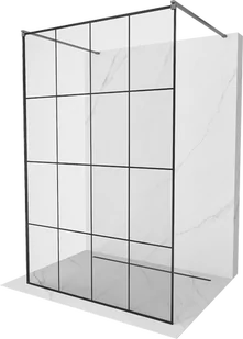 Mexen Kioto ścianka prysznicowa wolnostojąca 140 x 200 cm, czarny wzór 8 mm, gun metal - 800-140-002-95-77 - Ścianki i drzwi prysznicowe - miniaturka - grafika 1