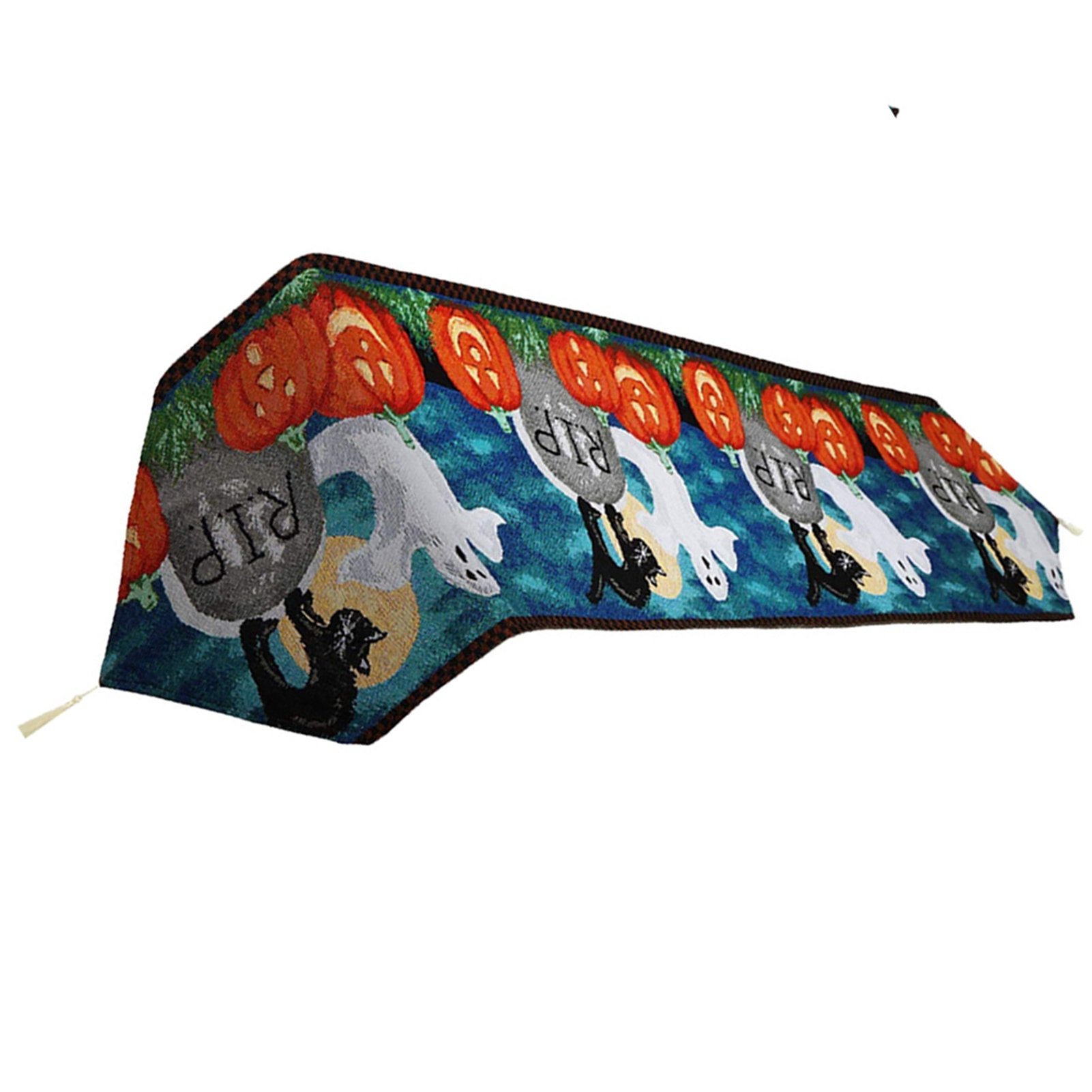 Bieżnik na stół z bawełny i lnu do dekoracji domu na Halloween 33x180cm (dynia duch)