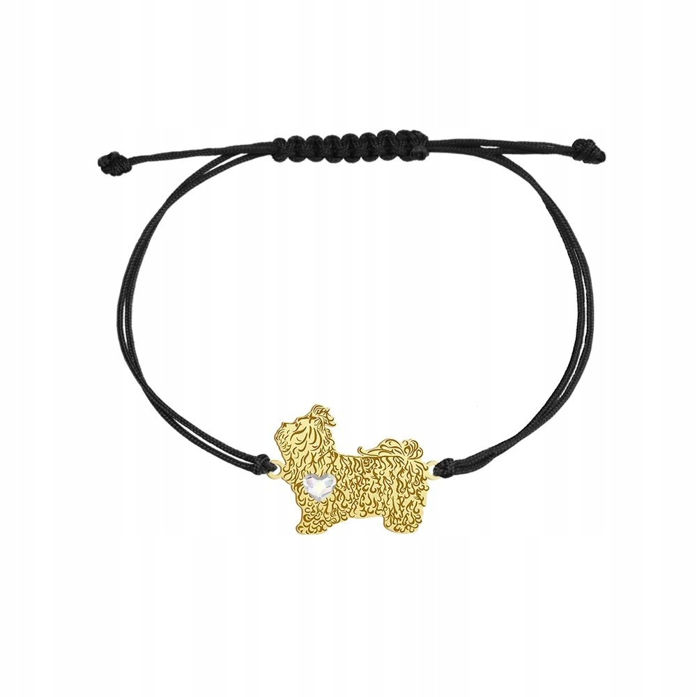 Bransoletka Pozłacana z psem Bolonką Rosyjską Prezent Kobieta DEDYKACJA