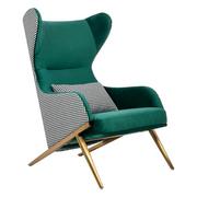 Fotele i krzesła biurowe - King Home Fotel HAMPTON VELVET ciemny zielony tkanina pepitka biało czarna złota podstawa MSE011000304.P02V35 - miniaturka - grafika 1