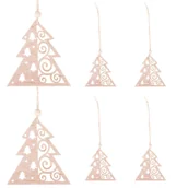 Bombki - Ozdoba choinkowa 7cm drewniana, świąteczna zawieszka choinka zestaw 6 szt. - miniaturka - grafika 1