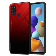 Etui i futerały do telefonów - Pokrowiec Do Samsung Galaxy A21s Etui w CZERWONO - CZARNY TPU Obudowa Case Cover Plecki Ochronny Cadorabo - miniaturka - grafika 1