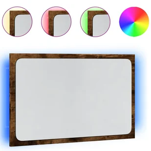 vidaXL Lustro łazienkowe z LED, dąb sonoma, 60x8,5x38 cm - Lustra - miniaturka - grafika 1