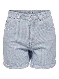 ONLY Women's ONLVEGA HW Stripe DNM GOU dżinsowe szorty, jasnoniebieski denim, S, jasnoniebieski (light blue denim), S - Spodenki damskie - miniaturka - grafika 1