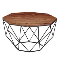 Ławy i stoliki kawowe - WOHNLING Stolik kawowy sheesham lite drewno / metal 66 x 40 x 66 cm, stolik do salonu lity brąz, stolik rozkładany nowoczesny drewniany stolik, stolik do salonu industrialny - miniaturka - grafika 1