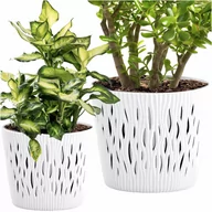 Donice - Doniczka Okrągła Osłonka Domowa Kwietnik Zestaw X2 Biała - miniaturka - grafika 1