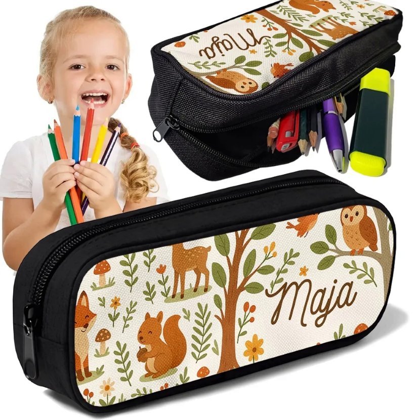 Piórnik TUBA + IMIĘ Leśne Zwierzątka Natura Personalizowany Szkolny Prezent