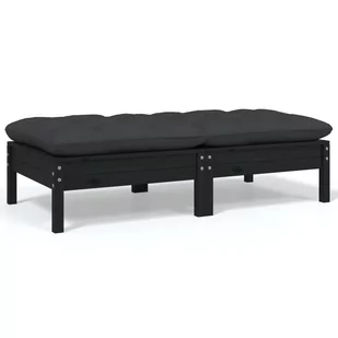 shumee 2 osobowa sofa ogrodowa z poduszkami czarna drewno sosnowe - Sofy ogrodowe - miniaturka - grafika 1