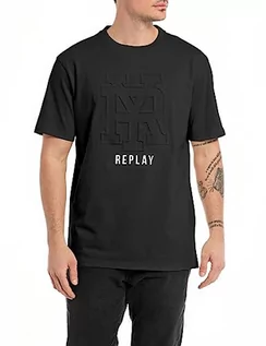 Koszulki męskie - Replay koszulka męska regular fit, 098 BLACK, S - grafika 1
