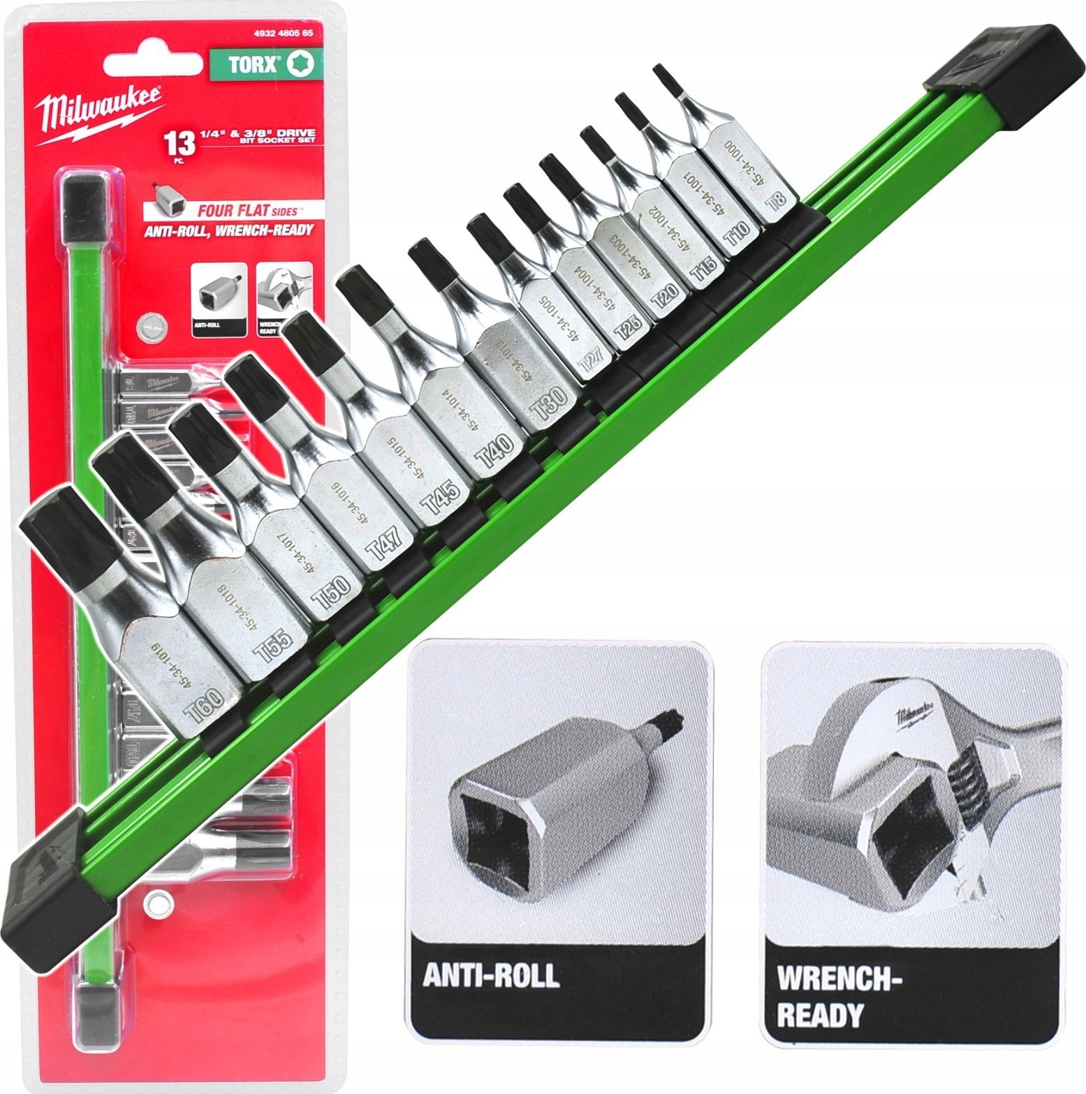 Hikoki MILWAUKEE SET OF SHANK SOCKETS 13 pcs. 1/4+3/8 TORX