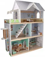 Domki dla lalek - Adam Toys Domek Dla Lalek Duży Drewniany Z Umeblowaniem 19 El. Mebelki - miniaturka - grafika 1