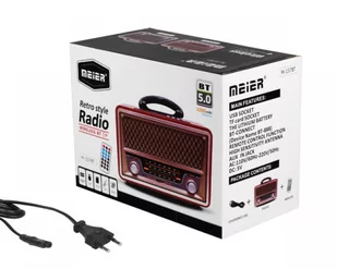 Meier Ina Retro Bluetooth, FM, USB, SD, AUX z pilotem, złoty - Radia - miniaturka - grafika 3