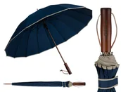 Parasole - Elegancki granatowy parasol rządowy unisex PETERSON duża czasza pudełko prezentowe drewniana rączka stalowy trzon solidny - miniaturka - grafika 1