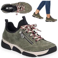 Półbuty damskie - Rieker Sportowe Sneakersy 40 sznurowane półbuty damskie płaskie wsuwane - miniaturka - grafika 1