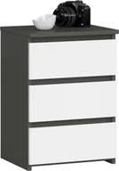 Szafki nocne - Fabryka Mebli Akord Szafka nocna CL3 40 cm 3 szuflady - grafit szary-biała - miniaturka - grafika 1