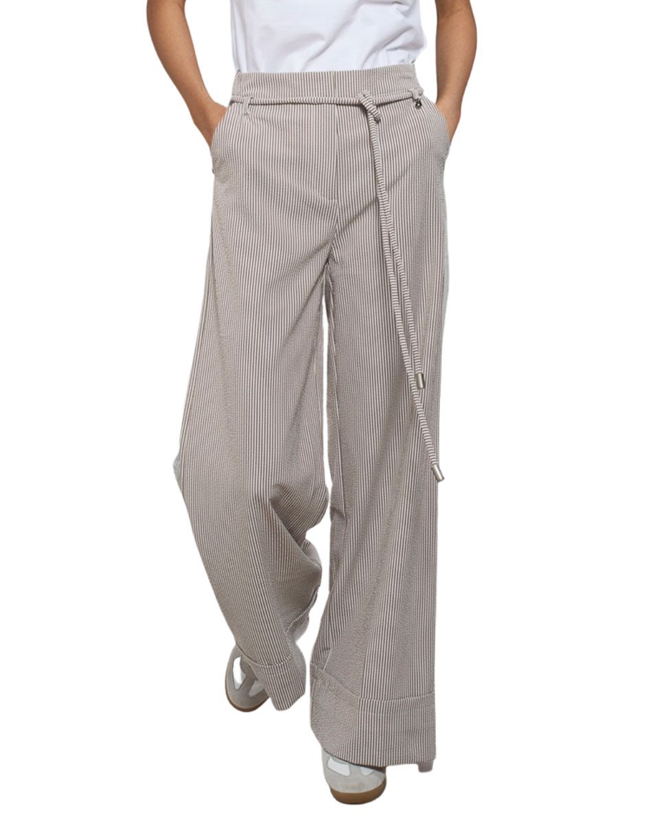Goa Goa Pantalone damskie Mirage Palazzo a Righe in Seersucker con pasek beżowy 15208085/013