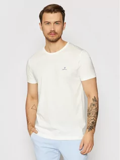 Koszulki męskie - Gant T-Shirt Contrast Logo 2053004 Biały Regular Fit - grafika 1