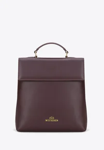 Damski plecak ze skóry naturalnej z klapą bordowy - Torebki damskie Damski plecak ze skóry naturalnej z klapą bordowy - Torebki damskie - miniaturka - grafika 1