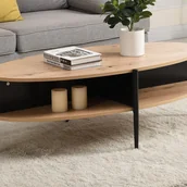 Ławy i stoliki kawowe - Stolik kawowy z 4 wnękami z płyty MDF i metalu - Naturalny jasny i Czarny - EVARO - miniaturka - grafika 1