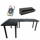 Biurka gamingowe - Biurko Gamingowe Narożne Czarne Przepust - miniaturka - grafika 1