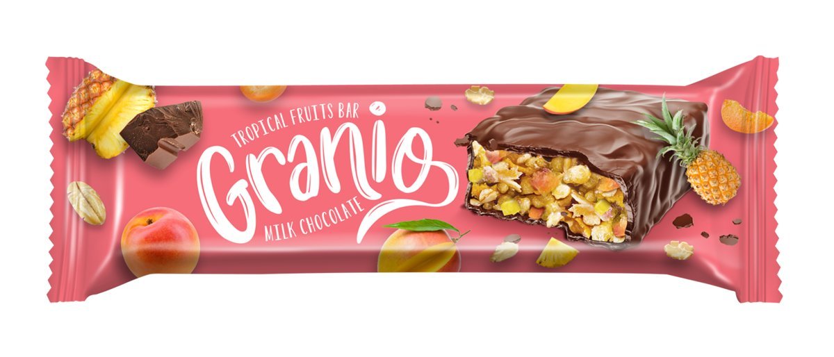 Granio Baton Zbożowy Tropikalny w Czekoladzie Mlecznej 40 g