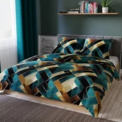 Pościel - Pościel satynowa 200x220 Rubik turkusowo-złota - miniaturka - grafika 1