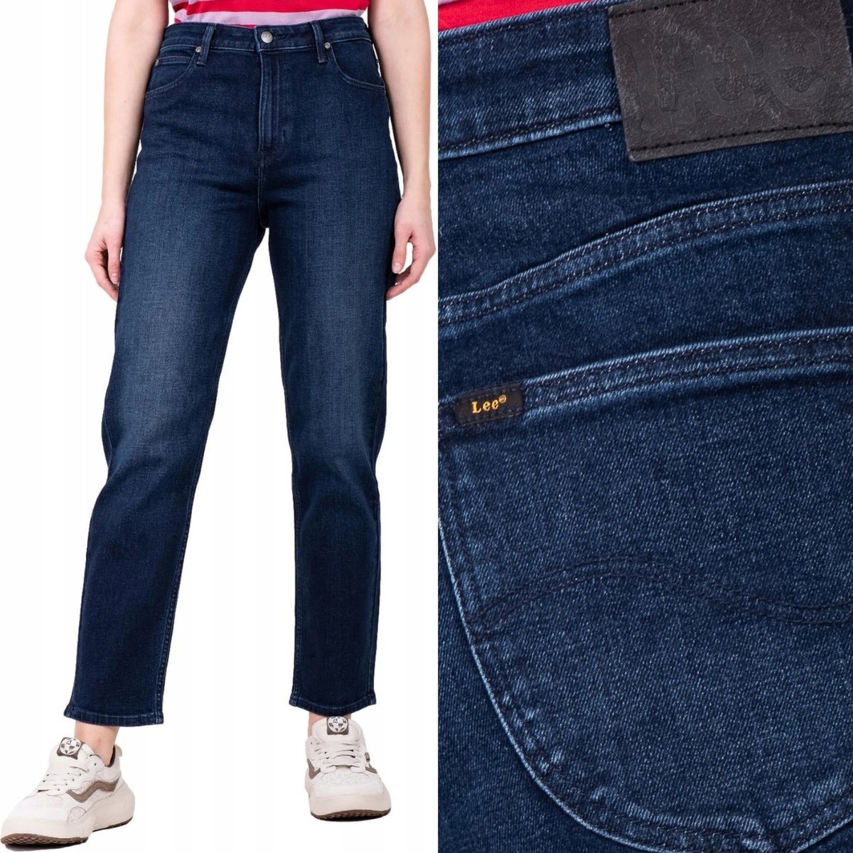 Lee Carol Straight Proste Damskie Spodnie Jeansowe Mom Jeans 7/8 W27 L31