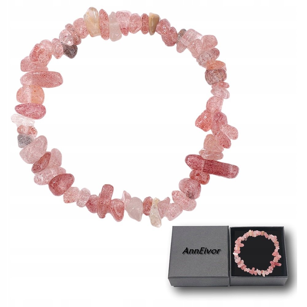Bransoletka Uniseks Kamień Kwarc Truskawkowy Koraliki 5-8 mm Regulowana