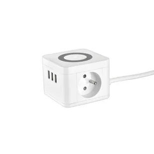 Przedłużacz kostka z 2 gniazdami 3xUSB indukcja Biały DPM - Przedłużacze i rozgałęźniki - miniaturka - grafika 1