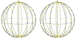 vidaXL Piłka z 384 diodami LED 2 pcs Ciepła biel 60 cm Metal - Ozdoby bożonarodzeniowe - miniaturka - grafika 1