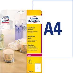 Avery kryształowo czysta etykiety do drukarek laserowych i trwała L7784-25 - Dodatki do drukarek i skanerów - miniaturka - grafika 2