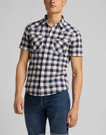 Koszule męskie - MĘSKA KOSZULA MATERIAŁOWA LEE SS WESTERN NAVY L640KK35 112115279 - Lee - miniaturka - grafika 1