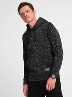 Bluzy męskie - Bluza męska nierozpinana kangurka z kapturem - grafitowy melanż V2 B1675 XXL - miniaturka - grafika 1