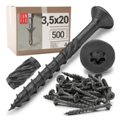 Wkręty - Wkręty ciesielskie czarne stożkowe 3,5x20mm 500szt. - miniaturka - grafika 1
