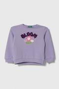 Bluzy dla dziewczynek - United Colors of Benetton bluza bawełniana dziecięca kolor fioletowy z nadrukiem - miniaturka - grafika 1