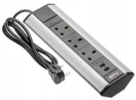 Przedłużacze i rozgałęźniki - Przedłużacz biurkowy kątowy, 3x gniazdo UK, 2xUSB - miniaturka - grafika 1