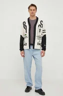 Bluzy męskie - G-Star Raw bluza bawełniana męski kolor beżowy wzorzysta - miniaturka - grafika 1