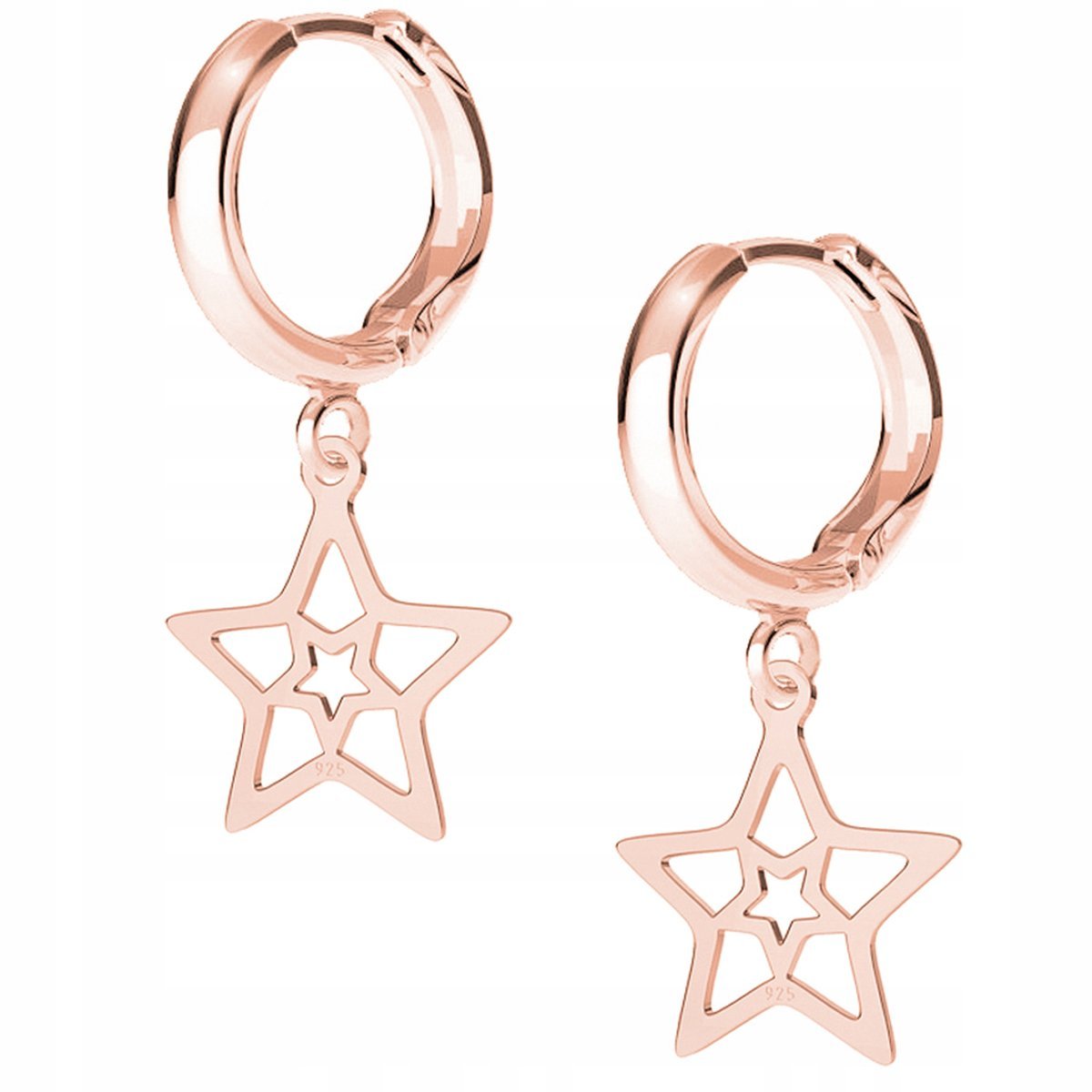 Kolczyki Gwiazda Gwiazdka różowe złoto 925