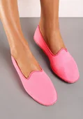 Baleriny - Fuksjowe Płaskie Balerinki z Okrągłym Noskiem z Ekozamszu Klenori - miniaturka - grafika 1
