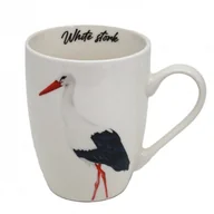 Kubki - Kubek w koszyczku porcelana elegancki Ptak Bocian biały 350 ml - miniaturka - grafika 1