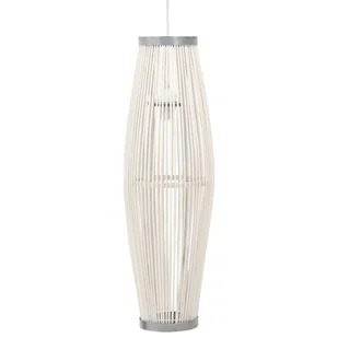 VidaXL Lampa wisząca, biała, wiklinowa, 40 W, 27x68 cm, owalna, E27 289590 - Lampy sufitowe - miniaturka - grafika 1