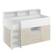 Łóżka dla dzieci i młodzieży - Łóżko Piętrowe Neo Lewe Biały Mat / Granada Migdał MebloCross Granada Migdał, Biały - miniaturka - grafika 1