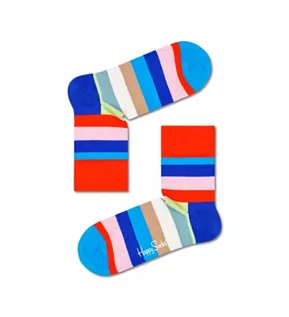 Skarpetki męskie - Happy Socks Stripe 1/2 Crew Sock, Skarpety dla kobiet i mężczyzn, Czarny-Niebieski-Rosa-Zielony-Biały (36-40) - grafika 1