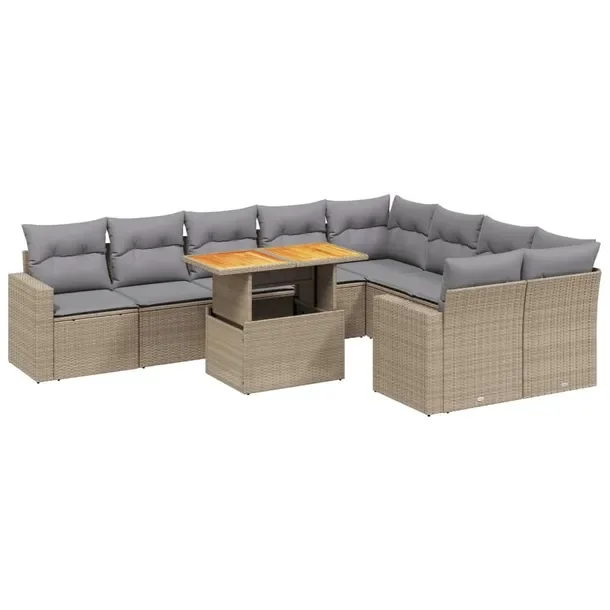 Zestaw mebli ogrodowych modułowych beżowy z rattanu PE 62x62x69 cm