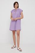 Sukienki - Benetton United Colors of United Colors of sukienka bawełniana kolor fioletowy mini prosta - miniaturka - grafika 1
