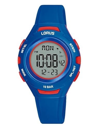 Lorus Chłopcy cyfrowy zegarek kwarcowy z silikonową bransoletką R2389PX9, niebieski, Pasek